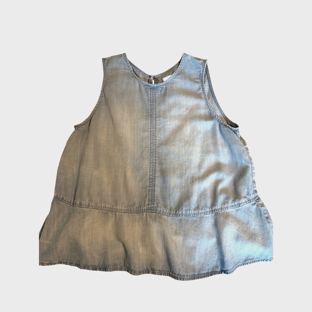Cloth & Stone Peplum Top Womens Small Blue Excellent Sleeveless Tencel Blouse